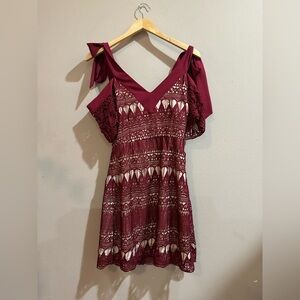KEEPSAKE the Label Burgundy Lace Mini Dress Size Small (QQ)